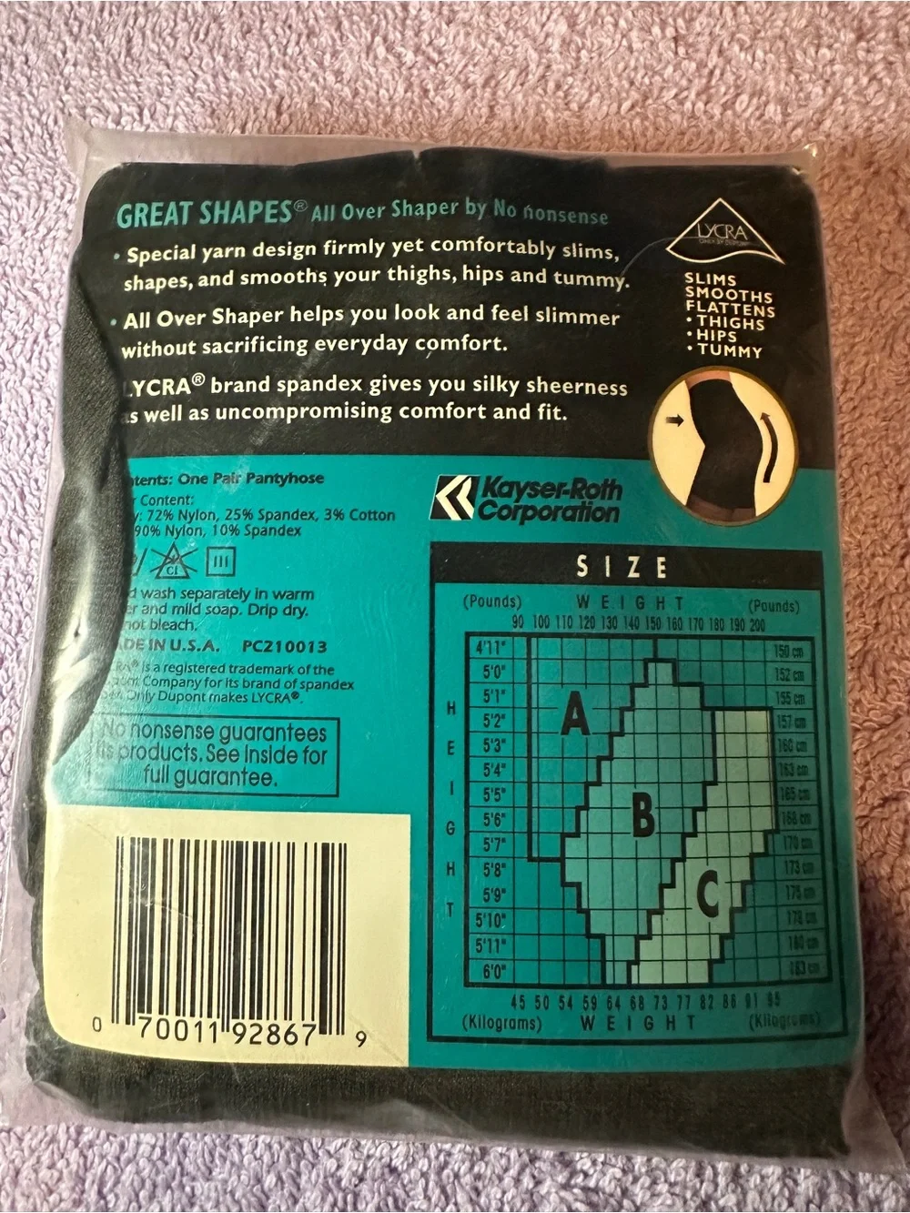 Vintage No Nonsense great shape all over shaper pantyhose size C